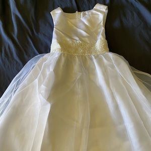 Girls size 8 long white formal dress